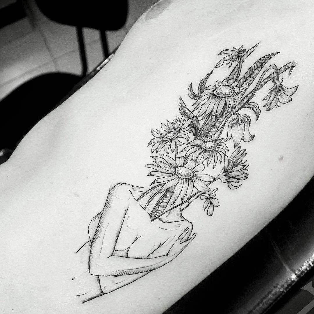 Female body with flower head